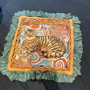 Cat Pillow Sham Throw Pillow Cover Green